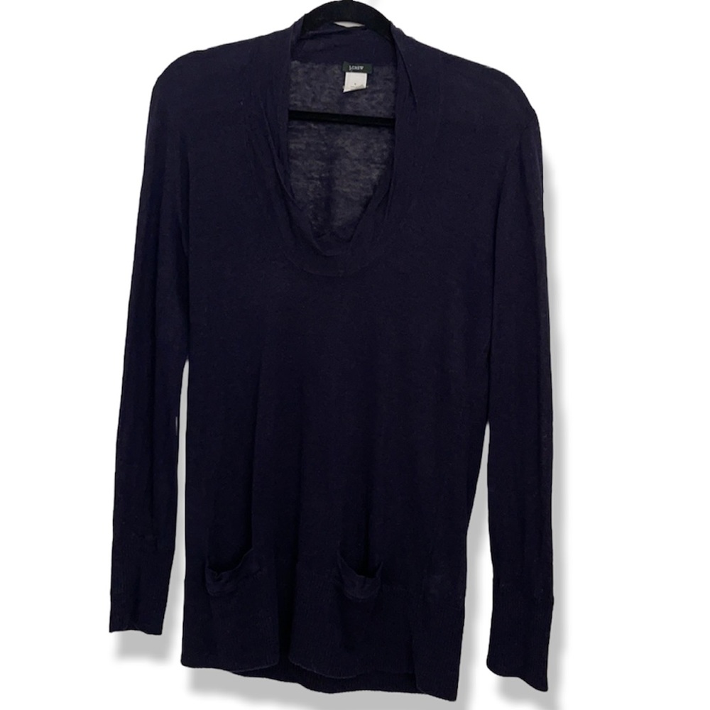 J. Crew 100% Linen Navy Oversized V Neck Tunic